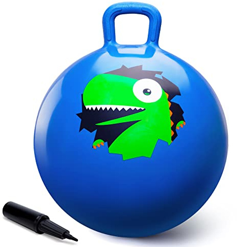 U&C Planet 45 cm Pelotas Saltarinas para Niños 3-8 con Bomba Dino Azul