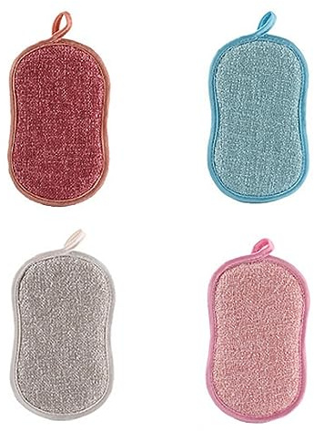 JOCXZI Paquete de 4 Estropajos de Cocina - Esponja de Microfibra de Doble Cara para Lavar Platos, Esponja Lavable para Platos de Cocina, Estufas, Ollas y Sartenes,Reutilizable, de Doble Cara