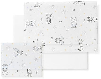 mibebestore Bebe Juego De Sábanas Franela Conjunto 3 Pcs Cuna 60X120 100% Algodón Koala Blanco/Azul - Hecho en España