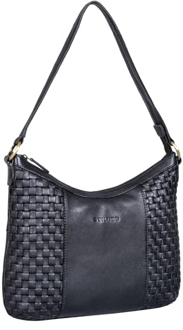 STILORD Katharina Elegante Hobo Bag Damen Leder geflochten - Schultertasche Damen-Handtasche zum Umhängen Tote Bag Leder Abendtasche Ausgehtasche Echtleder Farbe:schwarz
