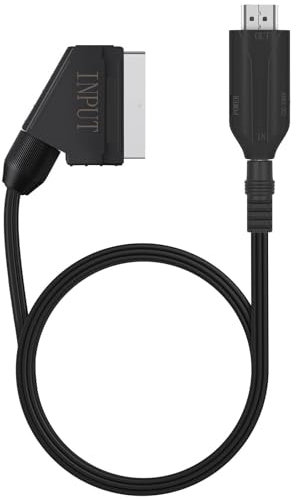 CAVN Scart auf HDMI Konverter, Neuer All-in-One mit SCART-Eingangskabel & HDMI-Ausgangsanschluss HD 1080P Video Audio Adapter, für HDTV STB VHS Xbox PS3 Sky DVD Blu-Ray, 1m Kabel