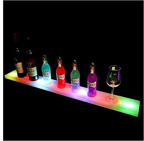 Generisch Weinregal,Racks LED-Acryl-Lichtleisten-Präsentationsständer | Beleuchtetes Flaschenregal für die Hausbar mit Fernbedienung | Arbeitsplatten-Lagerregal ()