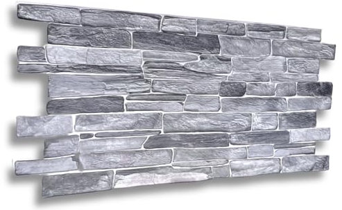 EURODECO | Pannelli decorativi da parete 3D 4 m² effetto pietra, 10 pezzi, rivestimento murale, rivestimento in PVC, imitazione piastrelle, 90 x 48 cm (CPVC01 grigio)