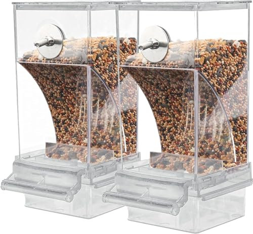 Automatic Anti Spill Acrylic Parrot Foraging Feeder, Transparent Container Cage Accessories for Most Birds - Parrot, Canary, Cockatoo (2 PCS)