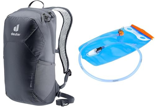 deuter Speed Lite 13 leichter Wanderrucksack, Schwarz & Streamer 2.0 Trinksystem