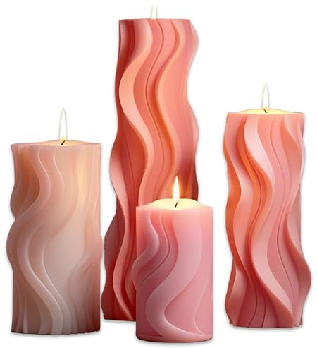 Silikonformen Gießformen Kerzenform Kerzen formen silikon 3D Handgemachte Kerzenformen DIY Silikonform für Gießen als Heimdekorationen, DIY Duftkerze (Welle)