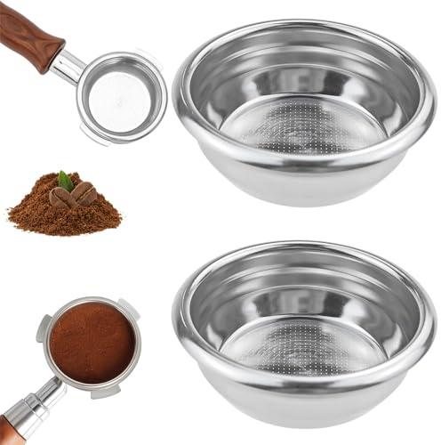 2 Pack Precision Basket Espresso Coffee Filter, Stainless Steel Portafilter for 58mm Portafilters Double Espresso, Double Cup Coffee Basket Replacement