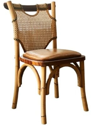 Rattan-Akzentstuhl, Gepolsterter Loungesessel im Mid-Century Modern-Stil mit Rattanrückenlehne und Holzrahmen – Rattanstuhl for Wohnzimmer, Schlafzimmer, Büro und Empfangsbereich , Rattanstuhl für dri