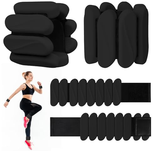 Wrist Weights, 2Pack Wearable Wrist Ankle Weights for Women and Men, Adjustable Silicone Arm and Leg Wrist Bracelets for Walking, Yoga, Pilates and Gym, 2lb (Black)