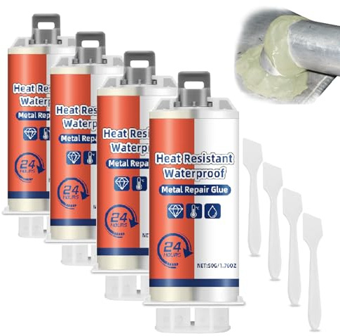 Heat Resistant Waterproof Metal Repair Glue, Epoxy Glue, Heavy Duty Metal Sealant, AB Type Epoxy Adhesive Suitable for Cast Iron, Plastic and Ceramic Repair (4)