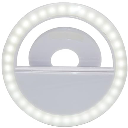 Portable LED Ring Light, Clip-on Selfie Fill Light for Smartphones, Rotatable Flash Lamp, White