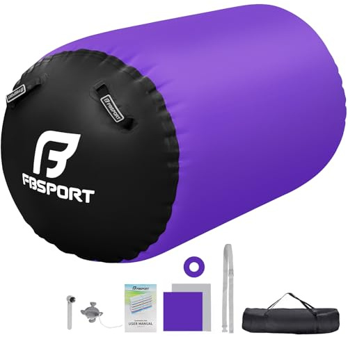 FBSPORT Aufblasbare Air Roll, 100x60cm Aufblasbare Luft Rollen, Yoga Gymnastik Zylinder, Gymnastikmatte, Gym Air Barrel, Air Tumbling Track, Sportmatte für zuhause mit Tragetasche, Outdoor, Fitness