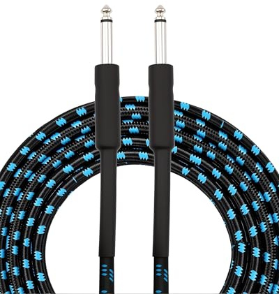 3M/10FT Braided Guitar Cable Jack 1/4 6.35mm to 1/4 6.35mm TRS Straight Jack Stereo Balanced Interconnect Audio Cable Premium Guitar Instrument Cable for Bass Electric Speaker Keyboard Amp