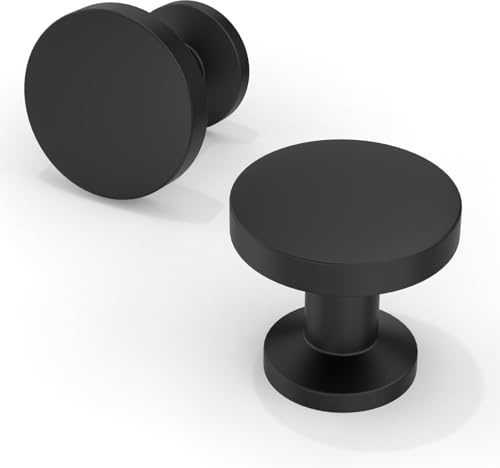 Talentedeco 10 Pack Matte Black Kitchen Cabinet Knobs 30mm Solid Zinc Alloy Knobs for Drawers