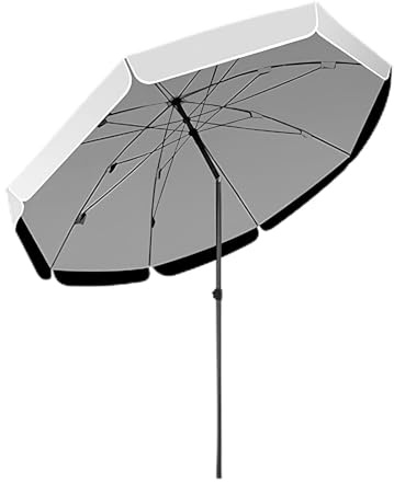Parasol de plage portable de 2,4 m, protection solaire UPF 50+, parasol de jardin portable réglable à 45°, idéal pour plage, balcon, terrasse, léger et durable (blanc)