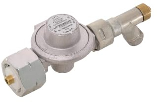 Rothenberger Industrial Gasdruckregler 1,5 bar | 12 kg/h | für Propangasflaschen **mit Schlauchbruchsicherung** | Abgangsgewinde 3/8 | Druckminderer mit Gasschlauch-Anschluss | Messing-Bauteile