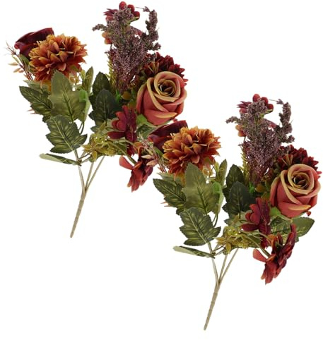 GAROZATION 2 pezzi Bouquet di Fiori Artificiali Rosa e Ortensia Realistica Decorazione Senza Cura per Casa Ufficio Matrimoni e Eventi Colori Vivaci e Materiali Resistenti