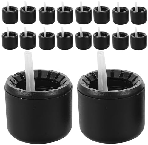 VICASKY Lot de 20 Bouchons Compte-Gouttes Noirs Mats en Plastique 18 Dents, Bouchons Hermétiques pour Flacons D'huiles Essentielles en Verre, Scelleuse de Bouteilles Cosmétiques, Usage