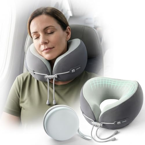 Aosun Nackenkissen Reisekissen Flugzeug & Auto, Ergonomisches Memory Foam Nackenhörnchen & Travel Pillow, Weiche Nackenstütze zum Schlafen, Reise Zubehör Gadget, Waschbar & Kompakt, Neck Pillow