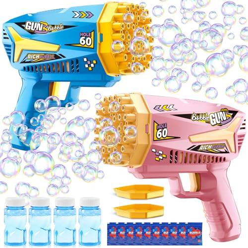 GRIRDDIV 2 bubbelpistoler, tvålmaskinspistoler för barn, 15000+ bubblor/minut, tvålmaskin för barn, för festgåvor, bubbelblåsare, sommarleksak, utomhusaktivitet