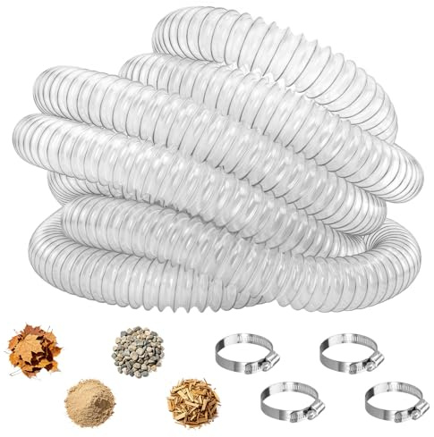 RANJIMA 50 mm sugslang, 3 m transparent PVC dammuppsamlingsslang, dammsugarslang, dammsugslang, dammsugslang, universellt rör, spiralslang för verkstad, dammsugare, dammpump