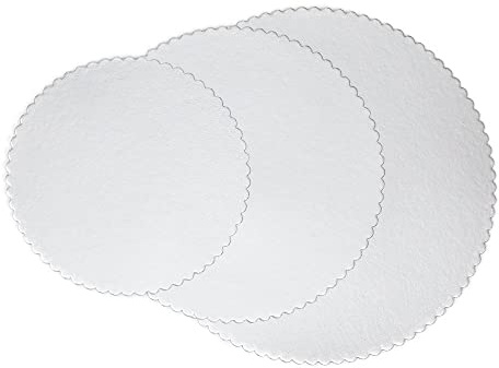 achilles Tortenuntersetzer, 3er Set, Tortenboden stabil, Kuchenuntersetzer, Kuchenunterlagen, Tortenplatten, Kuchenboden rund, Gebäckteller, silber, Durchmesser 1 x 30 cm, 1 x 25 cm, 1 x 20 cm