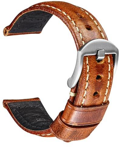 REZERO Vintage Gepolstertes Ölwachs-Leder Uhrenarmband Herren Damen 18-26mm