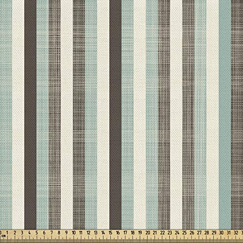 ABAKUHAUS Retro Gewebe als Meterware, Gestreift Klassisch Alt, Schön Gewebten Stoff für Polster und Wohnaccessoires, 1M (148x100cm),Mandelgrün Braun Creme