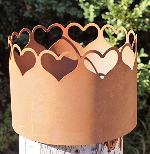Rostalgie Edelrost Windlicht offene Herzen 15x21cm Gartendeko