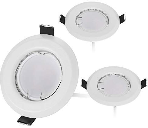 Juego de 3 focos LED empotrables ultraplanos HCFEI en color blanco con módulo 230 V I W 320 lúmenes cálido 3000 K ángulo haz 120° regulable 55 mm agujero montaje lámpara empotrable redonda
