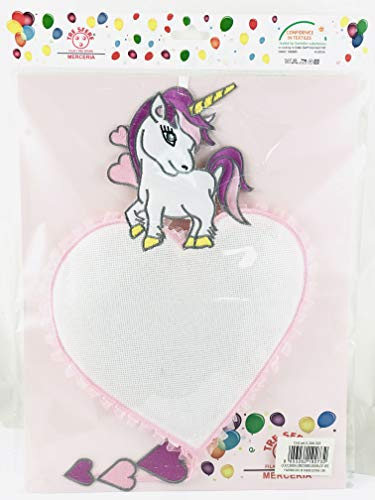 Fiocco nascita bimbo bimba da ricamare con inserto in tela aida a puntocroce (unicorno rosa)