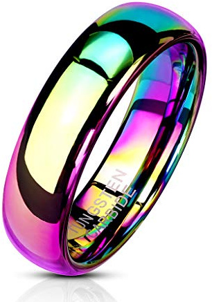Paula & Fritz® Ring Damen Wolframcarbid Gr. 49 (15,6) - 72 (22,9) Silber Gold schwarz Rosegold Regenbogen 2-mm 4-mm 6-mm 8-mm breit Herren-Ring