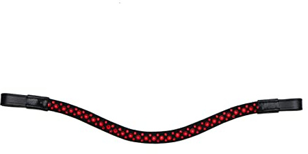 Equipride Stirnband für Zaumzeug, kurvenförmig, glitzernd, Leder, Pony, 35,6 cm, Rot