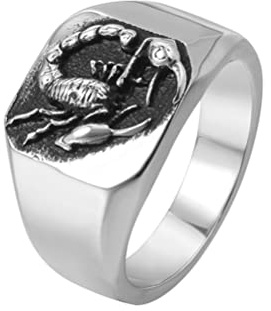 PAURO Herren Edelstahl Personalisierte Vintage Skorpion Ring Punk Stil