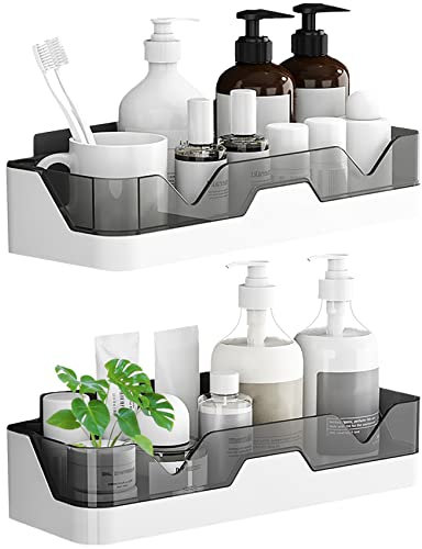 BELSVOR 2 STÜCKE Duschablage ohne Bohren, Set mit 2 STÜCKE Badregal ohne bohren, duschablage ohne bohren hält über 7 kg, Duschablage für Badezimmer/Küche/Schlafzimmer, 2 STÜCKe Badezimmerregal
