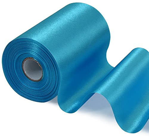 TONIFUL Breit Satinband Farbiges Stoffband für Geschenkband Öffnen des Schleifen Große Öffnung der Bänder Den Stuhl Hochzeit Party Dekoration Valentinstag Weihnachten-Himmelblau 10cm x 20m