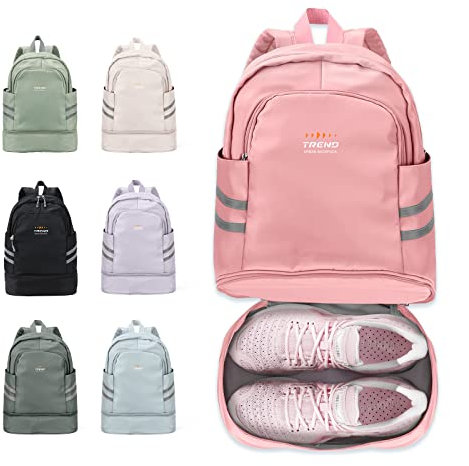 BJLFS Mochila de viaje grande para mujer, mochila plegable para ordenador portátil, impermeable, para deportes al aire libre, mochila escolar informal, bolsa de gimnasio con compartimento para,Rosado