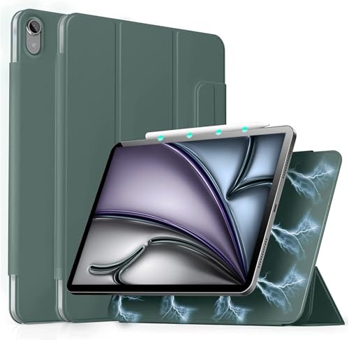 aoub Hülle für iPad Air 11 Zoll (M4/M3/M2) 8/7/6 Gen & iPad Air 5./4. Gen | Für iPad Air 11/10,9 Zoll 5./4. Generation 2022/2020 Schutzhülle, Magnetic Case, Unterstützt Pencil Pro/USB-C, Dunkelgrün