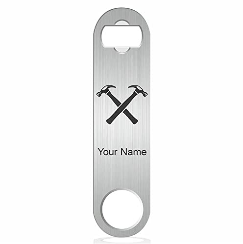 LaserGram Bottle Opener, Hammers, Personalized Engraving Included (Stainless Steel Finish)