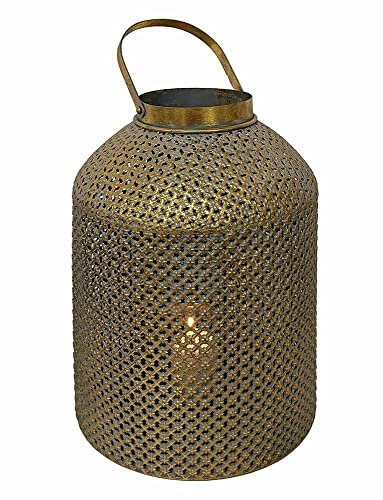 Orientalische Laterne Groß Gold Metall Windlicht Marokkanisch Kerzenhalter 40cm