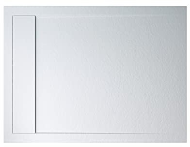 Mai & Mai Duschwanne 80x140x3cm Duschtasse mit Gefälle flach Rechteckig Weiß aus hochwertigem Gussmarmor