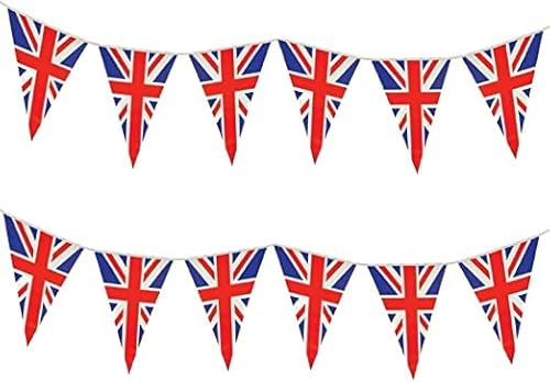 Lizzy Union Jack Bunting | 7m 25 Flag Triangle Union Jack Bunting for Celebrations, Events, Patriotic Occasions