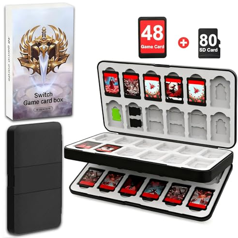 TATMOHIK Custodia per carte da gioco per Nintendo Switch o schede Micro SD, custodia per giochi con accessori Nintendo Switch, custodia da gioco con 48 carte regalo Nintendo eshop e 48 slot per schede