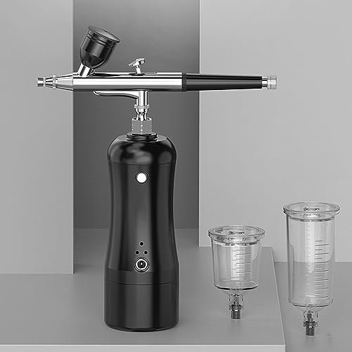 LeTkingok Pistolet Aérographe électrique Rechargeable, Ensemble de Compresseur D'aérographe Sans Fil Portatif Mini Pompe de Pulvérisation Outils de Pulvérisation Pulvérisateur de Peinture