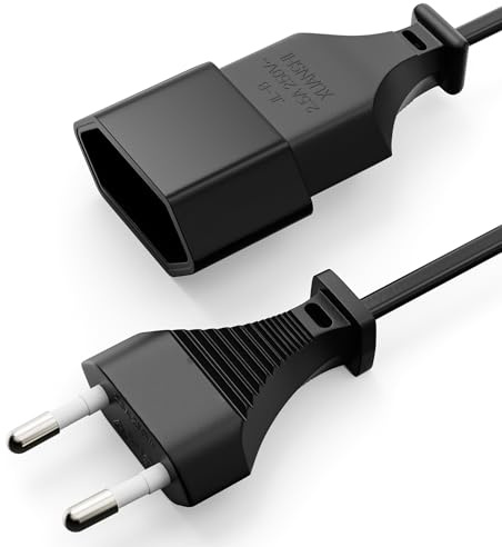 ETEC Stromkabel Netzkabel Verlängerungskabel, 1,0m, Eurostecker Flachstecker Netzstecker Typ C auf Euro Buchse, Verlängerung Strom Netzkabel für Spielekonsole, TV, Haushaltsgeräte, Schwarz