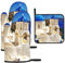 Santorini Ofenhandschuhe und Topflappen, griechische Insel, Meerblick, hitzebeständig, Topflappen, Topflappen, Küchenhandschuhe und Pad zum Backen, Kochen, Grillen, Grillen, Grillen, Grillen, Grillen,