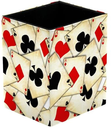 VAPOKF Stifthalter für Schreibtisch, alte Schäden, Spielkarten, Drucke, Stifthalter, Stiftehalter, Make-up-Pinsel, Aufbewahrung, Schreibtisch, Schreibwaren, Organizer für Home Office