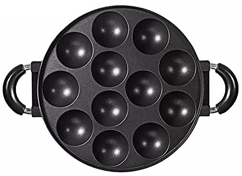 Swsdee Poêle Takoyaki en Fonte, Moules Takoyaki Gril Poêle, Poêle Ronde à Muffin, Antiadhésif Anti Brûlure,Outils de Cuisine DIY pour Boules de Crêpes, œufs Au Plat et Takoyaki (15 trous)