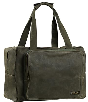 Tragbare Werkzeugtasche aus 16oz gewachstem Canvas in Armeegrün – Robuste Tool Storage Bag mit 3 Fächern, Metallreißverschluss & Griff – für Handwerker, Mechaniker & Schreiner