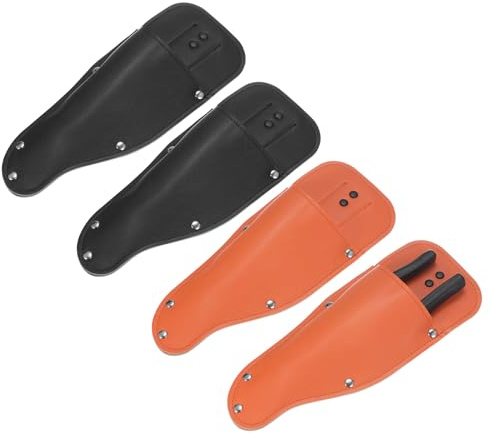 M METERXITY 4-Pack Funda para Tijeras de Jardín, Funda de Cuero Portátil para Tijeras de Podar y Alicates para Cinturón, Estuche de Cuero para Tijeras de Jardín [Negro/Naranja]